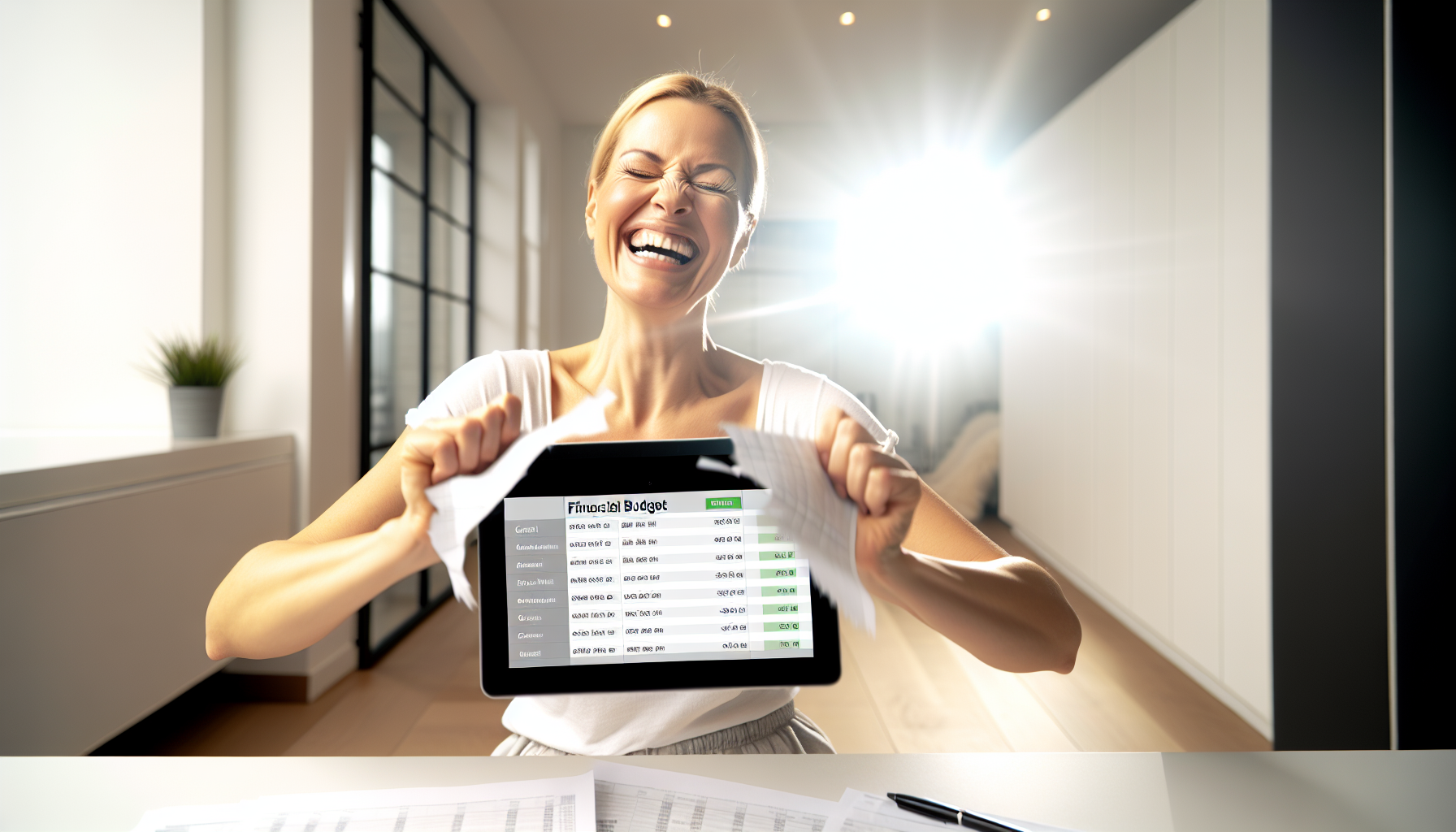 Женщина рвет таблицу