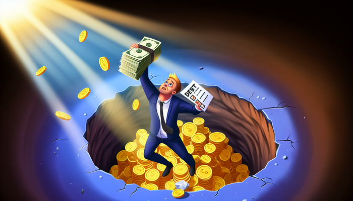 Человек выбирается из долгов