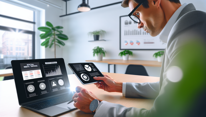 Content marketer strategizing digitally