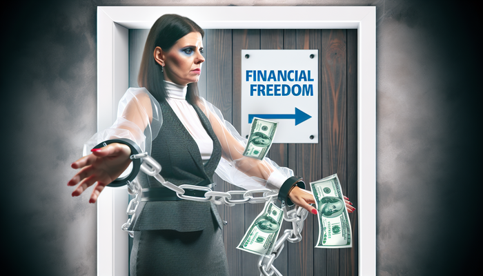 Скованная деньгами женщина