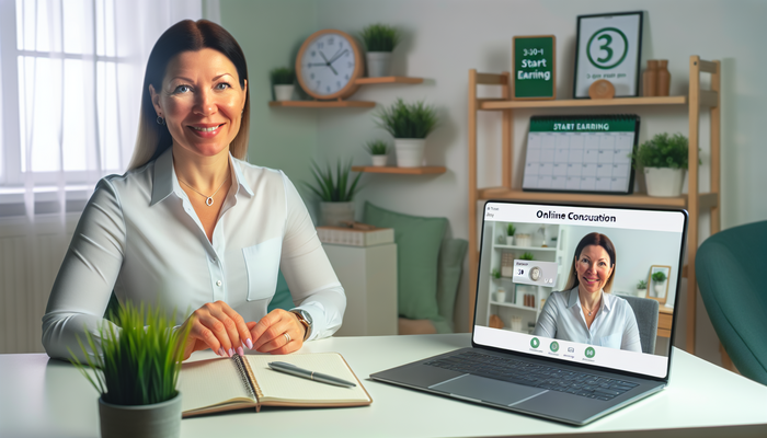 Консультант онлайн улыбается