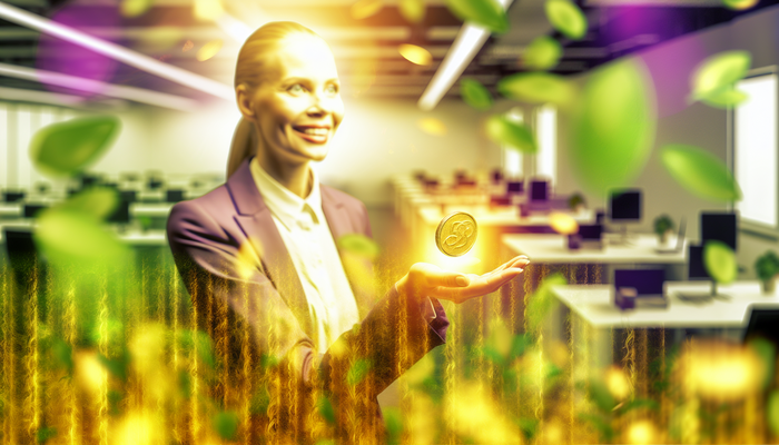 Женщина с монетой процветания