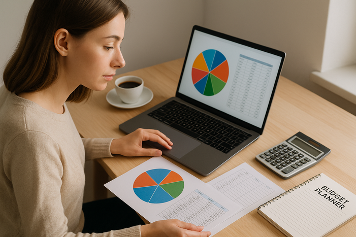 woman analyzing financial graphs