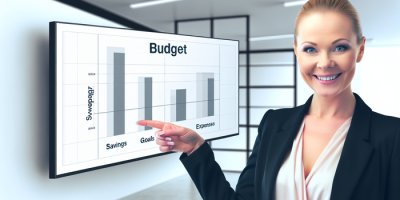 Женщина показывает бюджет