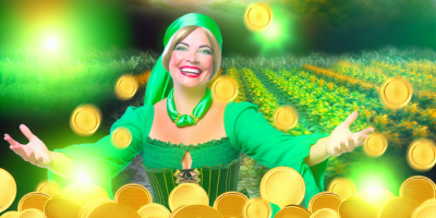 Улыбающаяся женщина среди золота