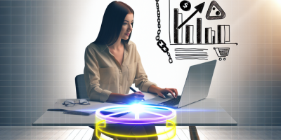 Молодая женщина анализирует прибыль