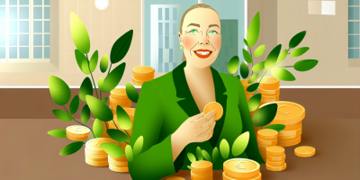 Уверенная женщина среди богатства