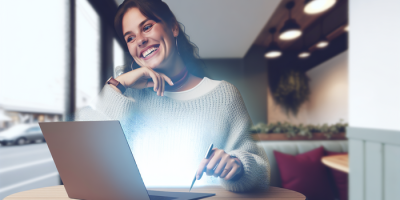 Женщина работает онлайн