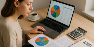 woman analyzing financial graphs